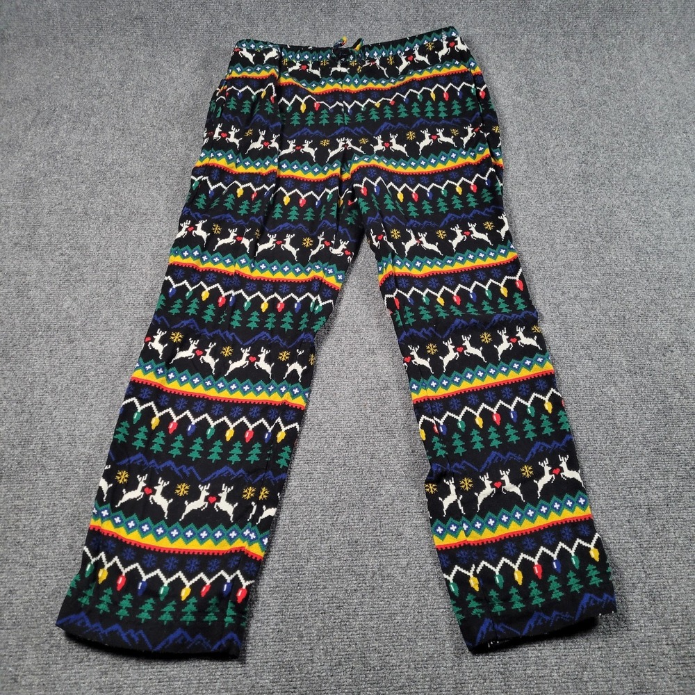 Hanna Andersson Fleece Pants Girls Medium Multicolor Fair Isle Christmas Pajamas